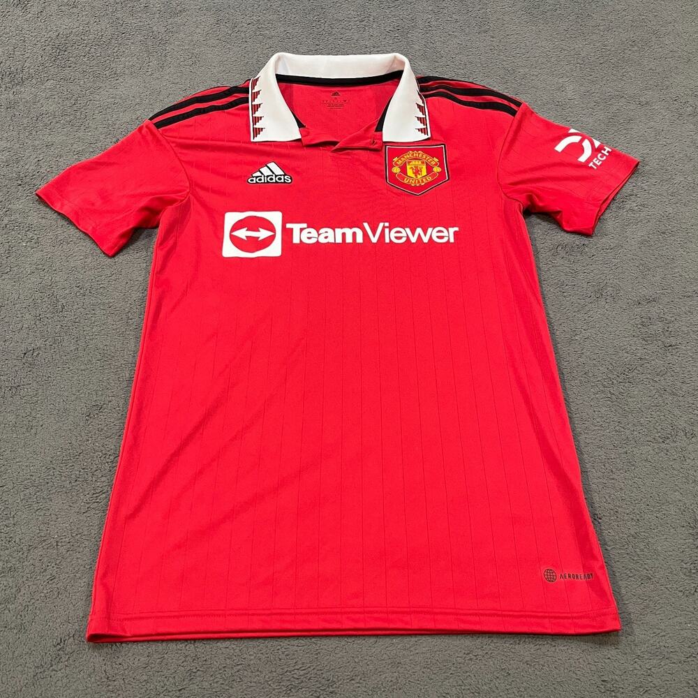 adidas Manchester United Home Jersey Red TeamViewer Soccer Shirt Men's Size S